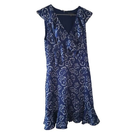 Banana Republic Navy Blue with White Floral Print Sleeveless Dress - Picture 1 of 4